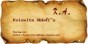 Kolovits Abbás névjegykártya